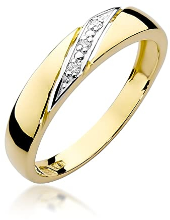MARKO Damen-Goldring Mit 0,02Ct Diamanten | 14 Karat Gold (585) | Mit Box | Für Frauen (Gelbgold, 62 (19.8))