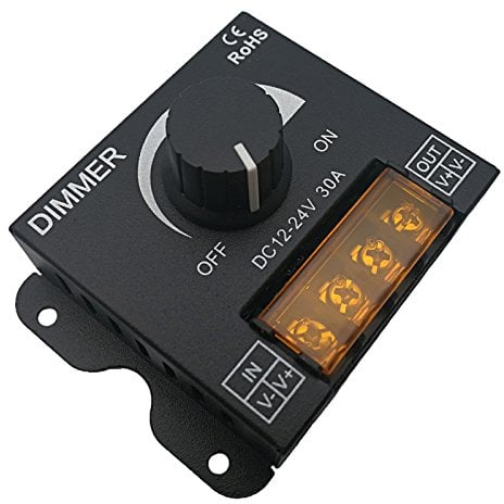 Hsthe Sea 12V/24V DC 30A LED PWM Gradateur Interrupteur Marche/Arrêt avec Coque en Métal pour Bande Lumineuse à Couleur Unique 5050 3538 5630LED Ruban