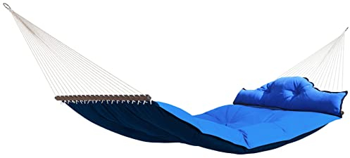hoplo holzenplotz Kingsize Stabhängematte hellblau/dunkelblau - gesteppt Olefin