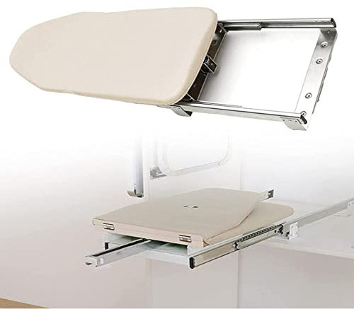 Bügelbretter Bügelbrett Klappbar mit Bügeltisch-Bezug | Einbau auf Fachboden | Klapptisch ausziehbar ,Bügelbrett aus Holz, klappbar, 180° drehbar, mit hitzebeständigem Bezug, platzsparend, Foldable