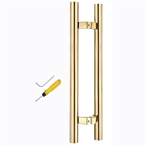 HMTE Zeitgenössischer Innen-Außen-Haustürgriff, Glasdusche Push-Pull-Türgriff, strapazierfähige Scheunentürgriffe, doppelseitig, 24/31/39/47/59 Zoll lang (Brushed Gold 80cm/31.5in)