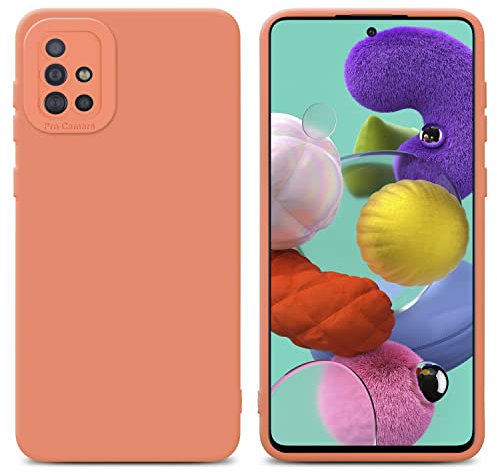 Cadorabo Hülle kompatibel mit Samsung Galaxy A51 4G M40s Schutzhülle TPU Silikon Case Liquid Design mit Kameraschutz Slim Kratzfest Gummi mit Rundumschutz Case Hülle für Galaxy A51 4G M40s in Orange