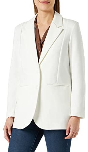 ICHI IHKATE SUS OVERSIZE BL Damen Blazer Longblazer Jacke Long-Blazer mit Knöpfen Stretch und Reverskragen, Größe:M, Farbe:Cloud Dancer (114201)