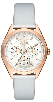 Armani Exchange Damenuhr Multifunktionswerk mindestens 50% recycelter Edelstahl roségoldfarben, AX5660
