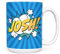 Mug Monster - Personalised Name Mug, Comic Super Hero Customised Gift with Text - Ceramic Coffee Mug/Cup, Gift for Men or Women, Extra Large and Giant Mug Available, 15oz White Mug, Blue