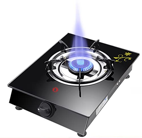 IBOWZ Piano Cottura a Gas Piano Cottura a Gas Piano Cottura a Gas Portatile 1 fornello Piano Cottura in Vetro temperato Nero da 30 cm per casa, Campeggio, roulotte, Studenti e Cucina [Classe di EF