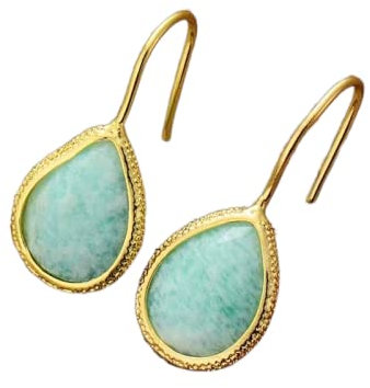 Naturstein Ohrringe Damen Tropfen Amazone Ohrhänger Schöner Eleganter Schmuck,Amazonit