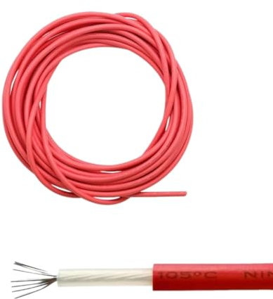 Coavoo 30KV High Voltage Wire Cable 50 Meters 164.04ft Long 22AWG OD3.4mm, Copper Core with Insulation Layer and Protection Cover Red Color for Connector Connection High Voltage