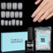 TOMICCA 150Pcs Square Nail Extension Kit - 4-in-1 Base Gel & Glue with Full Cover Tips | Beginner Friendly Salon Set, Easy DIY Matte Nails Gift for Women/Girls