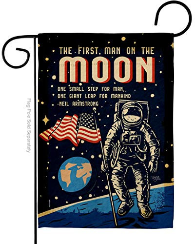 First Men On Moon Gartenflagge Streitkräfte NASA Space Program Discovery Sky Astronomy United State American US House Dekoration Ba 32 cm x 48 cm