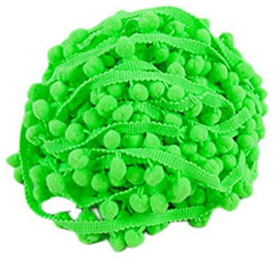 SHTGOI 5 Yards Pomponborte Bommelborte Bommel Fringe Band Fransenborte Pomponband Bommelband Pompom Fransenbesatz Pom Poms Quaste Borte Zierborrte für Kleidung Vorhang Dekoration Grün 1#
