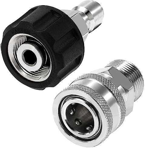 Tool Daily Pressure Washer Adapter Set, Quick Connect Kit, M22 14mm to M22 Metric Fitting, Stainless Steel, 5000 PSI…