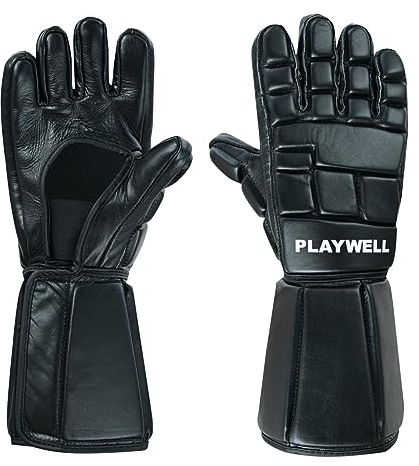 Playwell Martial Arts Vollkontakt-Leder-Handschuhe für Sparring, Escrima/Kali, mit Unterarmschutz, Größe M