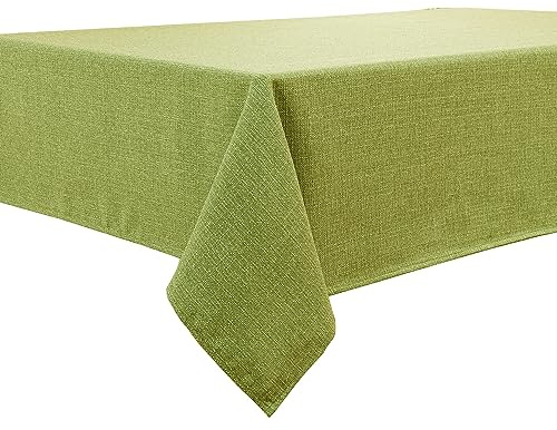 BALCONY & FALCON Table Cloth Waterproof Washable Avocado 145x300cm | Rectangular, Faux Linen, Heavyweight, Wrinkle Resistant, Wipe Clean, Farmhouse, Dining, Kitchen, Wedding, Party, Outdoor