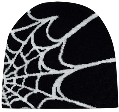 Y2k Beanie Mütze Herren Damen Teenager Y2k Cap Winter Knit Skater Beanie Mütze Hip Hop Strickmützen Baumwolle Spider MEA Culpa Printed Y2k Beanie Cap Hat Pink Harajuku Fashion