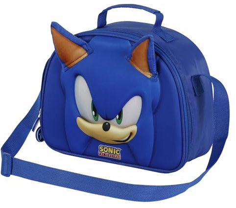 Sonic The Hedgehog - SEGA, Bolsa Portamerienda 3D, 25.5 x 20 cm, Azul Face