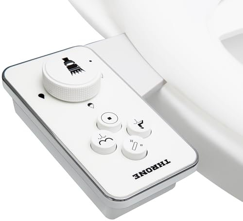 Throne Bidet-Toilettensitz-Aufsatz, ultradünn, nicht elektrisch, selbstreinigend, Doppeldüse, Wassersprüher mit verstellbarer Wasserdruckdüse, Winkelsteuerung und einfache Installation zu Hause