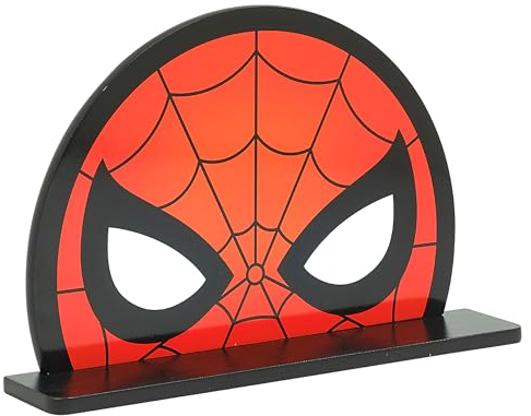 Marvel Spider-Man Masken-Wandregal, klein, wandmontiertes Bücher- und Aufbewahrungsregal für Kinder, Schweberegal aus Holz für Schlaf- und Spielzimmer