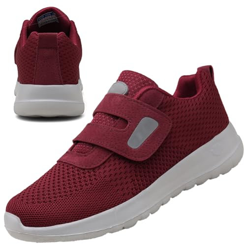 AEHO Chaussure pour Pied Gonflé Chaussons pour œdème Extra Large Chaussons OrthopéDique Homme Chaussure Pied Large Femme Basket Orthopedique,Rouge,41/255mm