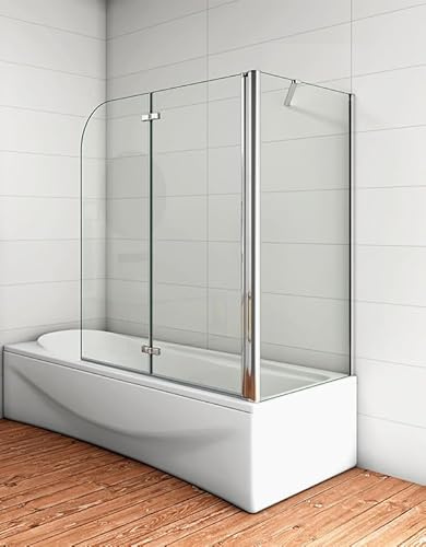 Aica Sanitär Badewannenaufsatz Duschabtrennung Duschwand Dusche für Badewanne,2-tlg,Faltwand,90x70cm