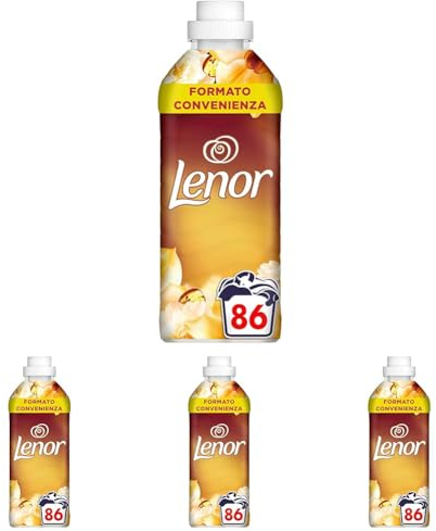 Lenor Ammorbidente Lavatrice Concentrato, 86 Lavaggi, Oro E Fiori Di Vaniglia, Freschezza Di Lunga Durata E Morbidezza Di Origine Vegetale, Lenzuola Profumate Fino A 1 Settimana (Confezione da 4)