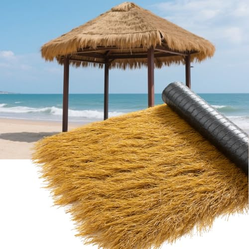 ZHWFDC Techo De Paja Sintética, Rollo De Paja Mexicana Artificial. Adecuado para Decoración De Vallas De Jardín, Playa, Fiestas Hawaianas, Pabellones Y Decoración De Bares Tiki.(Size:0.5 * 5m)