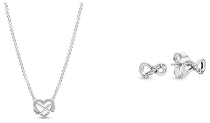PANDORA Moments Funkelnde Unendlichkeits-Herz Collier-Halskette aus Sterling Silber mit Zirkonia Steinen, Größe 50cm, 392666C01-50