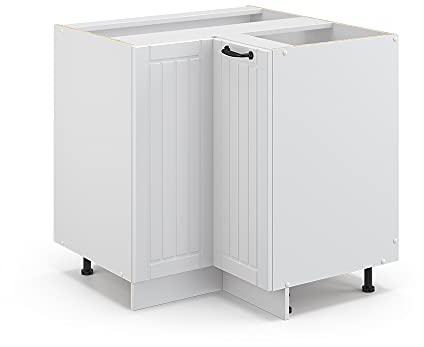 Vicco Eckunterschrank Fame-Line, Küchen Eckschrank, Weiß Landhaus/Weiß, 80.5 cm, AP Eiche