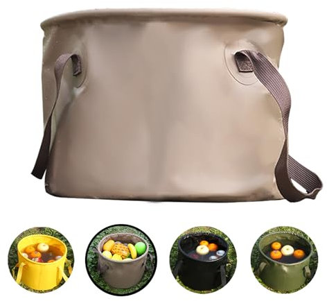 MORAINJAY Collapsible Bucket,Camping Storage Foldable Bucket,20L Lightweight Folding Buckets,Portable Garden Buckets,Water Container for Traveling,Fishing,Car Washing(Khaki)