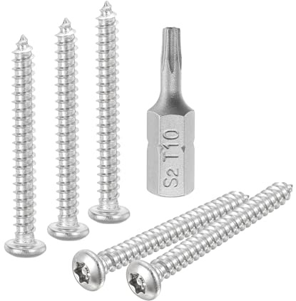 QUARKZMAN M3 x 25mm Tornillos de Chapa de Seguridad de Cabeza de Botón Torx, 20pcs Tornillos Autorroscantes de Acero Inoxidable 304 Resistente a Manipulación con T10 Brocas (Plateado)