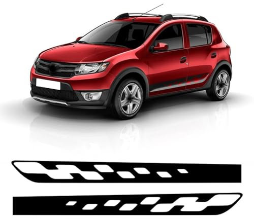 2 Stück Rennsportwagen Tür Seitenstreifen Rock Aufkleber Vinyl Aufkleber, für Renault Dacia Sandero 2 Stepway RS Zubehör