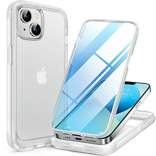 Miracase Glass for iPhone 13 Case 6.1, Full Body Protection, Matte Clear
