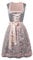 Kleid Dirndl Damen, Midi für Oktoberfest, mit Schürze und Bluse Fernblau geblümt Kleidung Damen