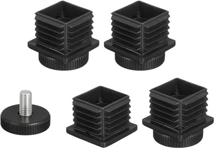 QUARKZMAN 4 Pcs Pied de Meuble Réglable, 40x40mm Pieds de Nivellement en Plastique, Tube Rectangulaire à Insérer, Niveleurs à Visser Trou d'ajustement 40mm pour Table et Chaise, Noir