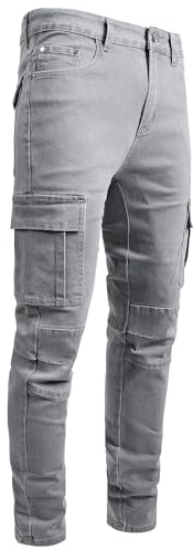 Men's Slim Fit Stretch Ripped Jeans Cargo Skinny for Men, Distressed Destroyed Straight Leg Fashion Comfort Flex Waist Jeans, Teenager Casual Fashion Designer Classic Regular Fit Basic Denim Pants