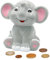 Dekohelden24 Sparfigur, Spartier, Spardose, Sparbüchse, Kinderspardose, Sparschwein als Elefant in grau, aus Keramik mit wiederverschließbarem Gummistopfen, L/B/H 14 x 9 x 13 cm.