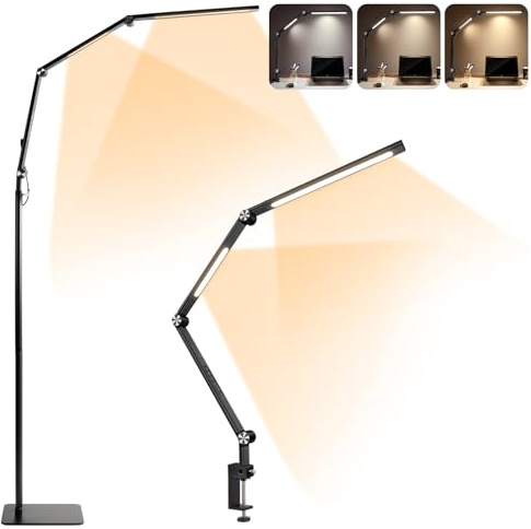 Kalolary 2 in 1 Lash Light for Eyelash Tech, 3000-6000K Foldable Floor Lamp, Adjustable Brightness Esthetician Light with Desk Clip for Eyelash Extension, Skincare, Nail Tech, Beauty Salon
