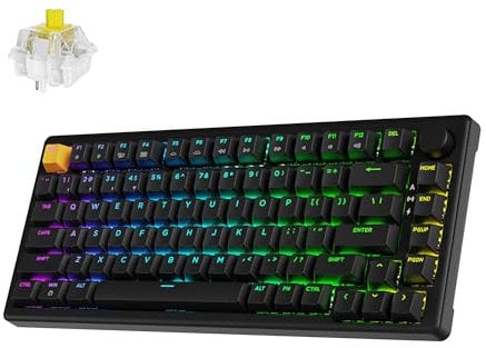 JamesDonkey J2 75% Wireless Mechanical Gaming Keyboard, Gasket 82 Keys BT5.1/USB-C/2.4GHz RGB Backlit with Custom Knob Super Banana Switch, PTB Keycap, QMK/VIA for Win/Linux/Mac