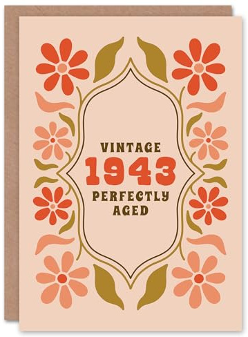 Artery8 Vintage Year Floral Flowers Her Born 1943 Aged 82 Years Old 82nd Birthday Card Mum Gran Wife