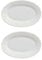 Tradineur - Pack de 2 fuentes ovaladas de vidrio opal - Bordes Ondulados - Bandejas para servir, extra resistentes, diseño clásico, aptas para lavavajillas, cocina, hostelería (Blanco -22 x 15 cm)