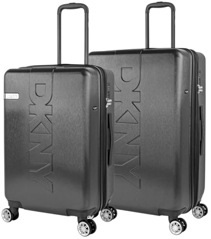 DKNY - Leicht Koffer Set Polycarbonat Reisekoffer Set für Flugreisen - Dauerhaft Hartschalenkoffer Set - Kofferset Hartschale mit TSA Kombinationsschloss, Schwarz