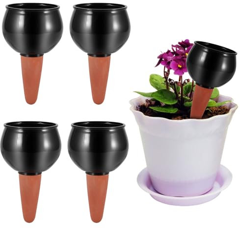 Miawtro 4 Stück Bewässerungskugeln,80ml Wasserspender Pflanzen,Gießball zur Automatische Pflanzen Bewässerung,Tonkegel Bewässerung,Geeignet Pflanzenbewässerung Indoor und Gartenpflanzen