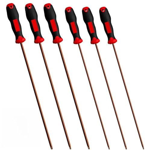 LEKEFETO Lot de 6 tournevis Torx - Magnétique - En acier S2 - Poignées ergonomiques antidérapantes - Pour les fournitures de voiture et de bricolage (T10, T15, T20, T25, T27, T30)