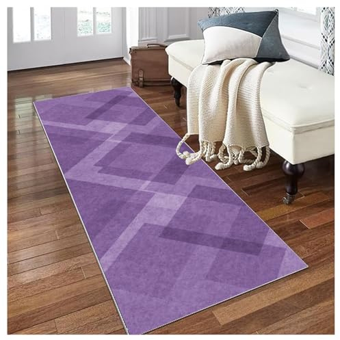 Siunwdiy Modern Teppich Läufer Lang Flur Küche 70x180cm Violett Teppichläufer rutschfest Waschbar Küchenläufer Teppichmatten Flurläufer Schmutzfangmatte Meterware Schlafzimmer Korridor Wohnzimmer