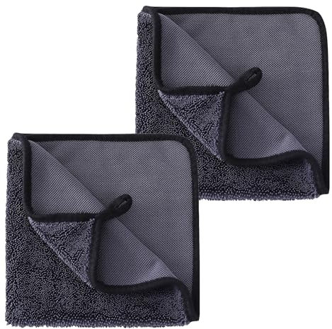 2 Pcs Bathroom Drying Cloth, Microfibre Car Cleaning Cloths,Fast Dry Towel Bathroom DryingCloth,Microfibre Cloth Shower Cloth For Car Detailing, Hair, Bath, Shower, Window, Glass, Gym (Dark Gray)