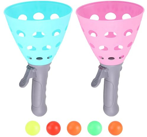 Falafoty Jeu de Balle Pop et Attrape avec 2 Paniers Lance-Chats et 5 Balles, Exterieur Balle Rebondissante de Plage Jeu de Lancer de Fête pour Enfants Adultes Jouet de Sport de Fête sur Plage d'été