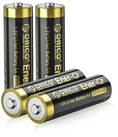 ORICO 4 Stück 1,5V AA-Batterien Li-Ion Akku Wiederaufladbare | 1500x Wiederaufladbar, 2,5H Schnellladung für Fernbedienungen, Elektronisches Spielzeug, Drahtlose Mäuse