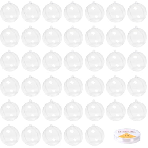Pilikoll 40pcs Ø6cm Sfera in Plastica Acrilica di Natale per Alberi Natale | Palla Trasparente Plastica 6cm Palle Riempibili, per Nozze Festa Decora il Locale, Palla di Natale