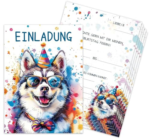 12Stk Einladungskarten Kindergeburtstag Mädchen Junge Tier Einladungskarte | Hund Einladungen Kindergeburtstag Geburtstagseinladungen Partyeinladungen Einladungen Kinder