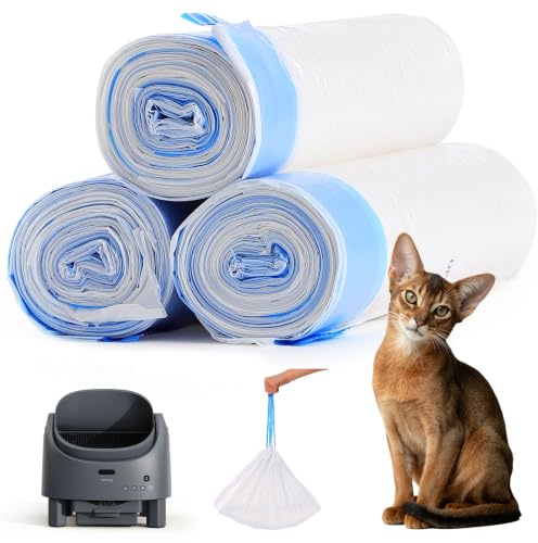 60 Stück Mülltüten Für FEELNEEDY Katzenklo Selbstreinigend 4075B | Müllbeutel Katzentoilettenbeutel mit Zugbändern, Langlebige Reißfest Flüssigkeitsdicht, Kotbeutel für Katzen/Hunde